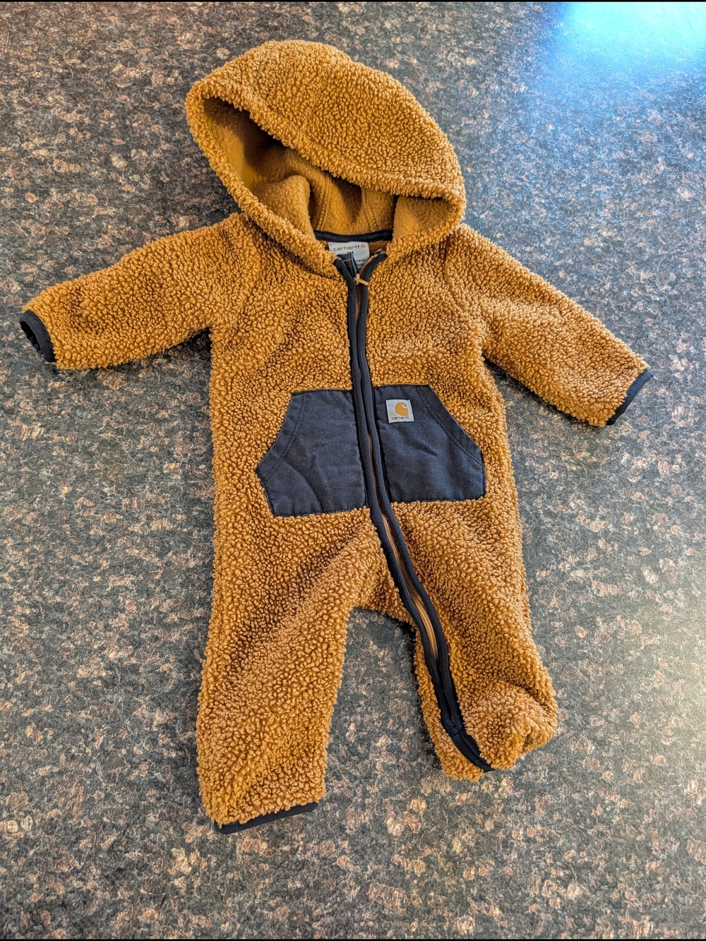 Carhartt 3m Sherpa Hooded One-Piece in Rust Brown with Black Trim